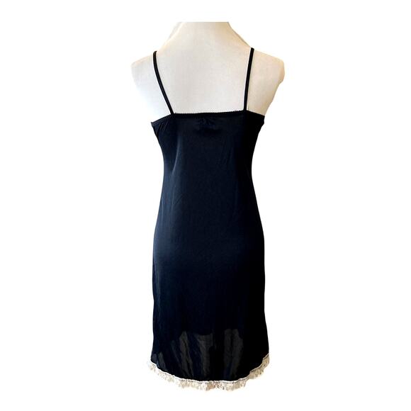 90s Jet Rag Reimagined Vintage Black Slip Dress w/White Lace - Picture 3 of 9